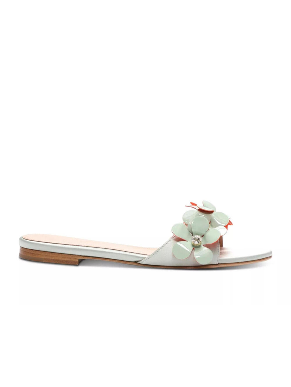 950$ Giambattista Valli Floral Embellished Slip On Sandals Size 10 US Light Blue - Picture 2 of 4